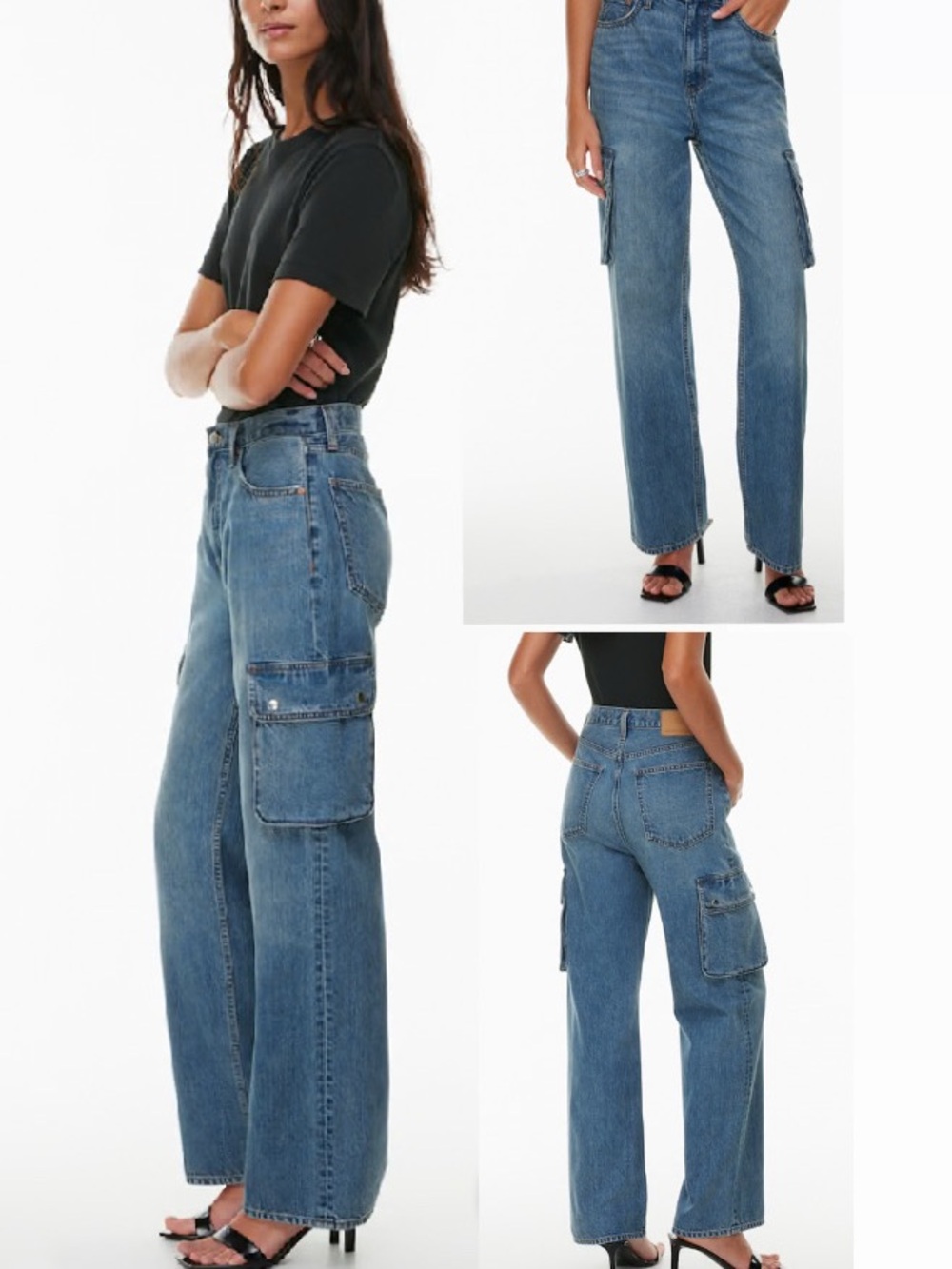 Denim Forum Relaxed Cargo Jeans - Blue